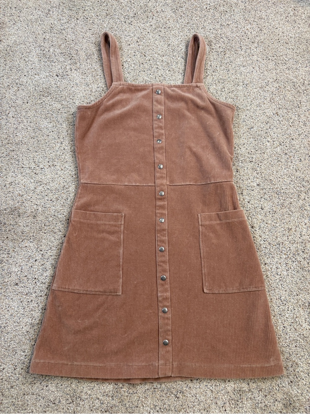 abercrombie kids Tan Corduroy Snap-Front Pinafore Dress